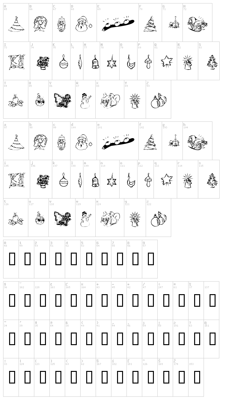 KR Christmas Dings 2004 font map